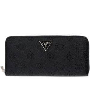 Guess Maxi Cresidia Embossed Zip Wallet - Black