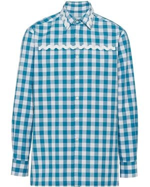 Prada Gingham-Check Cotton Shirt - Blue