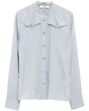 Chloé Vertical-Stripe Shirt - Blue