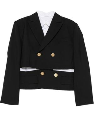 Sacai Doppelreihige Cropped-Jacke - Schwarz