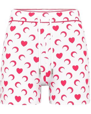 Marine Serre Moon Heart Mini Shorts - Red
