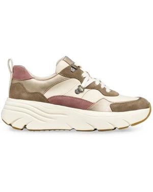 Geox Diamond Panelled Metallic-Effect Sneakers - White