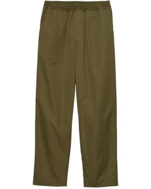 Prada Triangle-Logo Patch Elasticated Waistband Pants - Green