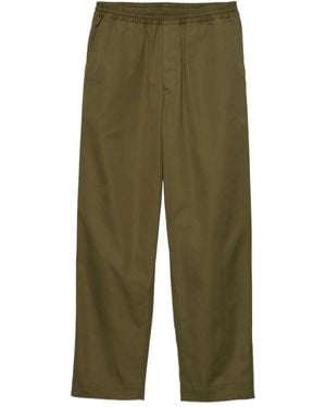 Prada Triangle-Logo Patch Elasticated Waistband Pants - Green
