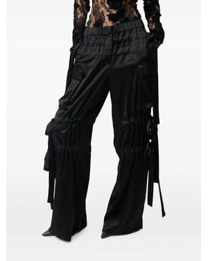 AKNVAS The Odin Bow-Embellished Ruched Cargo Trousers - Black
