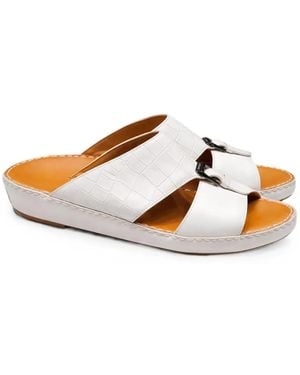 Doucal's Croc-Effect Buckle-Fastening Sandals - Bianco