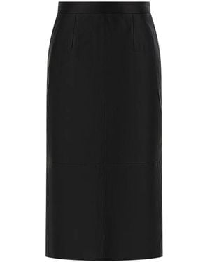 TRUE AVENUE Elisabeth Leather Midi Skirt - Black