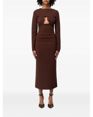 Cult Gaia Cut-Out Long-Sleeve Midi Dress - Brown