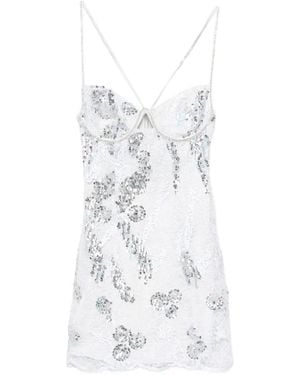 For Love & Lemons Sequin-Embellished Lace Mini Dress - White