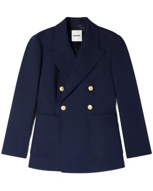 Sandro Double-Breasted Button Blazer - Blue