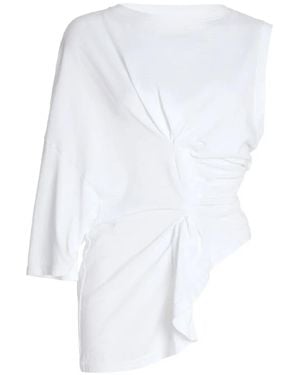 A.W.A.K.E. MODE Asymmetric Ruched Top - White