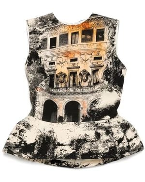 Isabel Sanchis Top con motivo de paisaje - Amarillo