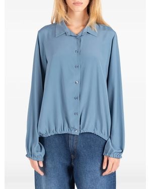 Societe Anonyme Lepainer Elasticated-Hem Long-Sleeve Blouse - Blue