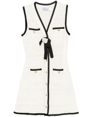 Self-Portrait Bow-Detail Mini Dress - White