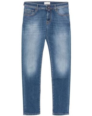 Jacob Cohen Faded-Effect Logo-Patch Jeans - Blue