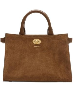 Burberry Mini Cotswolds Check-Engraved Tote Bag - Brown