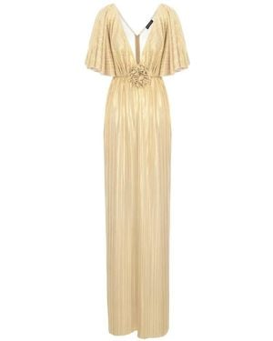 ROSERRY Florence Floral-Appliqué Dress - Metallic