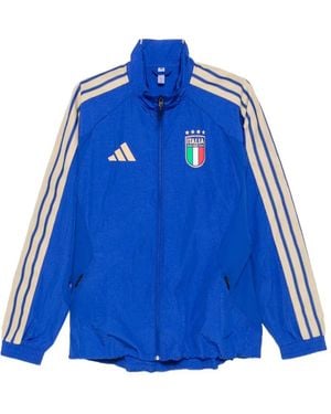 adidas Logo-Print Striped Jacket - Blue