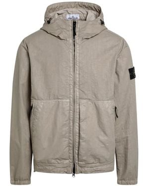 Stone Island Logo-Patch Hooded Jacket - Gray