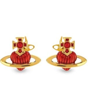 Vivienne Westwood Bas Relief Heart Earrings - White