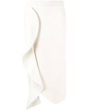 McQueen Draped High-Waisted Pencil Skirt - White
