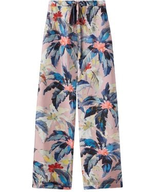 La DoubleJ Floral-Print Wide-Leg Trousers - Blue