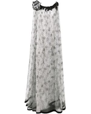 Gemy Maalouf Robe Longue À Appliques Fleurs - Gris