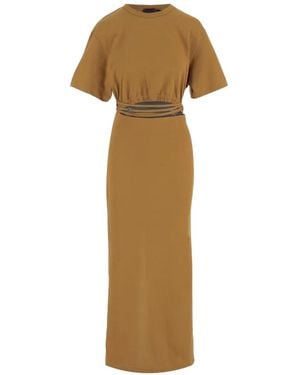 Pinko Cut-Out Strap-Detail Midi Dress - Natural