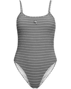 KARL LAGERFELD Ikon Gingham Swimsuit - Gray