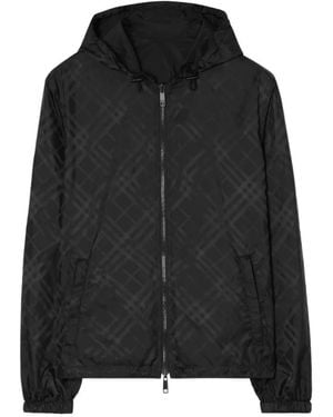 Burberry Reversible Check Newport Hooded Jacket - Black