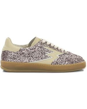 Moa Concept Glitter-Embellished Leather Trainers - Pink