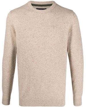 Barbour Mélange-Effect Crew-Neck Jumper - Natural