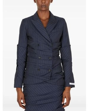 Lourdes Pinstriped Double-Breasted Blazer - Blue