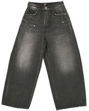 HTC Faded-Effect Wide-Leg Jeans - Grey