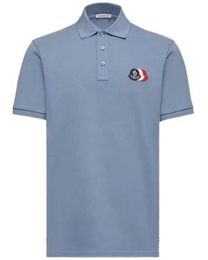 Moncler Logo-Patch Polo Shirt - Blue