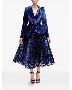 ARAFTU Ensemble Blazer En Velours Et Jupe En Dentelle - Blue