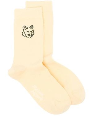 Maison Kitsuné Bold Fox Head Patch Socks - Natural