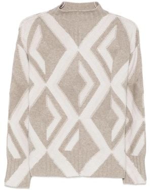 Alpha Studio Geometric-pattern Sweater - ナチュラル