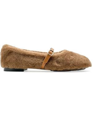 Lottusse Randa Shearling Ballet Flats - Brown