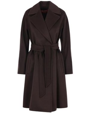 Max Mara Ravenna Belted Notch-Lapels Coat - Black