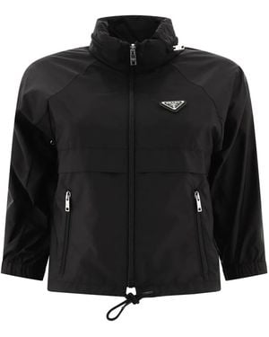 Prada Cropped Rain Jacket - Black