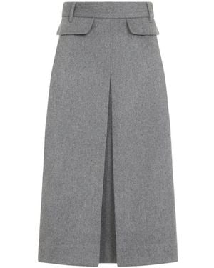 Co. Flap-Pocket Pleated Skirt - Grey