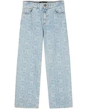 Just Cavalli Jacquard-Pattern Straight-Leg Jeans - Blue