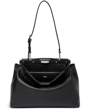 Fendi Medium My Peekaboo Mirror-Embroidered Handbag - Black