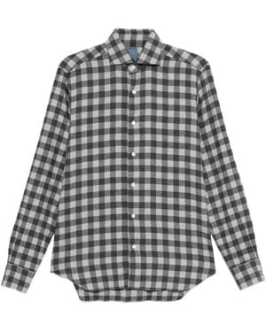Barba Napoli Check-Pattern Shirt - Gray