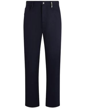 Moschino Logo-Patch Straight-Leg Trousers - Blue