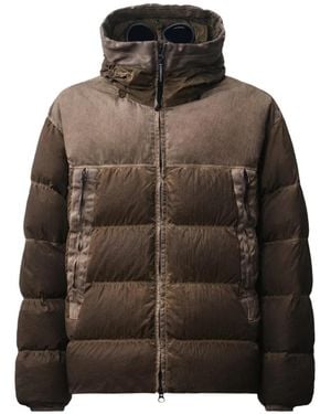 C.P. Company Goggle-Detail Quilted Jacket - Brown