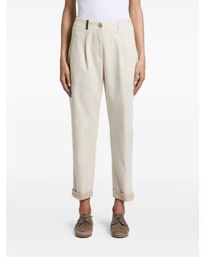 Peserico Pleated Elasticated-Waistband Trousers - Natural