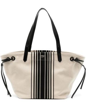 Tom Ford Striped Jacquard Tote Bag - Natural