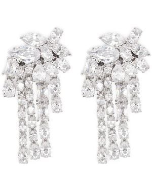 Self-Portrait Crystal-Embellished Drop Earrings - White